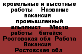 кровельные и высотные работы. › Название вакансии ­ промышленный альпинист. › Место работы ­ батайск. - Ростовская обл. Работа » Вакансии   . Ростовская обл.